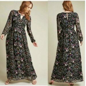 Modcloth Floral Maxi Dress - Black and Multicolor
